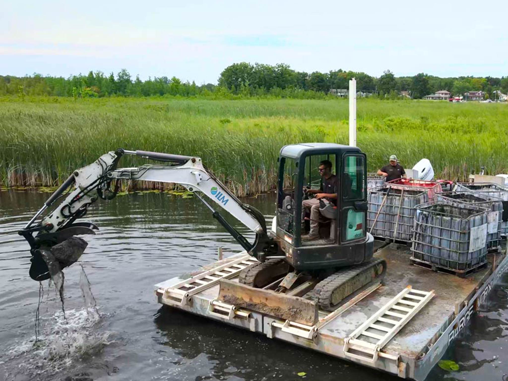 ILM Environments Specialty Equipment: The Truxor Offers Manual Removal of Algae & Aquatic Plant, Surface Skimming, Cutting, Harvesting, and Mowing.