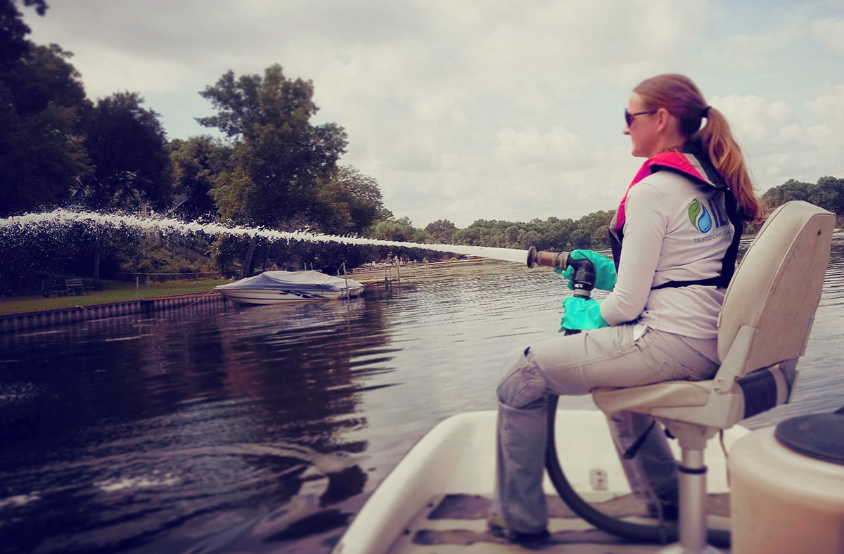 Water Lily Control Option: Spraying with Water Lily Herbicide